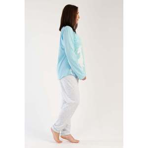 KADIN P.SUPREM XXL O YAKA UZUN KOL ETEGI OVAL PIJAMA TAKIM - MAVI - MAVI - Product Image 3