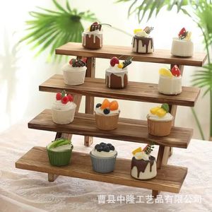 ชั้นวางของตั้งโต๊ะไม้ 4 ชั้นพับได้สไตล์ชนบทสำหรับจัดเก็บของเล่นตุ๊กตา - Product Image 2