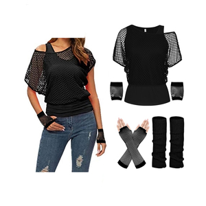 Top <span class=keywords><strong>de</strong></span> Rejilla <span class=keywords><strong>de</strong></span> <span class=keywords><strong>los</strong></span> <span class=keywords><strong>80</strong></span>, Disfraces <span class=keywords><strong>de</strong></span> <span class=keywords><strong>los</strong></span> <span class=keywords><strong>80</strong></span>, Camiseta <span class=keywords><strong>de</strong></span> Rejilla con Hombros Descubiertos, Accesorios <span class=keywords><strong>de</strong></span> Fiesta Temática Retro, Cosplay - Product Image 2