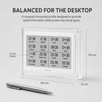 Reloj Mundial Acrílico Kylendar de 7.5 Pulgadas con 16 Ciudades y Múltiples Zonas Horarias, Calendario Digital de Escritorio con Pantalla E-Paper para Decoración de Oficina y Hogar
