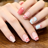 24 faux ongles carrés en ABS à pression, motif cœur à carreaux rose et rouge, pour la Saint-Valentin, qualité salon pour femmes