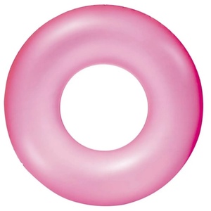 Bouée gonflable en PVC néon 76 cm rose bleu vert pour la piscine et la plage - Product Image 1