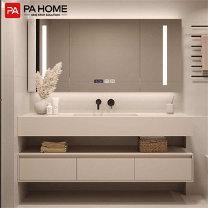 PA khách sạn đá cẩm thạch Countertop ván ép Vanity Gương phòng tắm Gương tủ với đèn LED - Product Image 2
