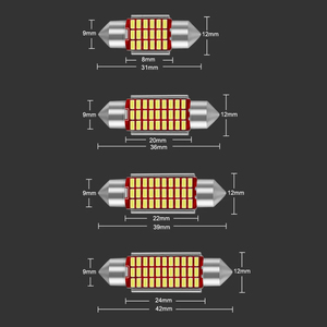 Gprgit 3014 33SMD Led <strong>Bulb</strong> 31mm 36mm 39mm 41mm <strong>12V</strong> <strong>8W</strong> Universal <strong>Dome</strong> Door Roof License Plate <strong>Light</strong> for Retrofit/Upgrade - Product Image 6