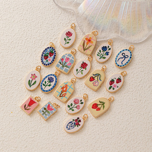 Sơn Vườn | 18K Vàng Mạ Brass Mặt Dây Chuyền Cho Tự Làm Đồ Trang Sức Làm | 100 + Thiết Kế của Hand Painted Thiết Kế Charms - Product Image 4