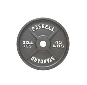 Placa de peso clássica revestida a pó do peso do barbell do ferro fundido preto 2.5lb 5lb 10lb 15lb 20lb 25lb 30lb 35lb 40lb 45lb