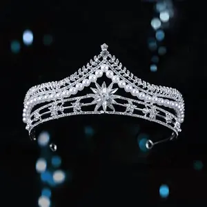 ROMANTIC Custom Luxus Diamant Krone Braut Diadem Diadem Hochzeit Haarschmuck Festzug Krone