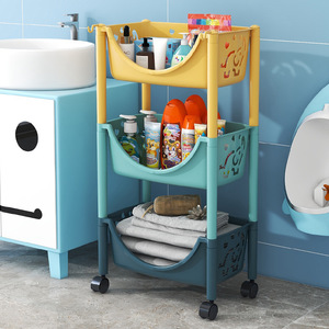 GREENSIDE Panier à jouets vintage multicouche en PP Support de rangement universel à roulettes pour la maison Panier polyvalent pour <span class=keywords><strong>le</strong></span> salon des enfants - Product Image 2