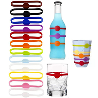 Lot de 6 marqueurs de verres en silicone longs pour gobelets, étiquettes de vin pour bar et fête, marqueurs universels pour boissons