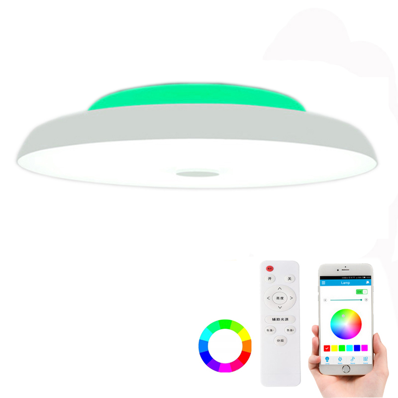 Современный RGB светодиодный потолочный светильник, музыкальное освещение через приложение, умная потолочная лампа с дистанционным управлением для дома, спальни, 36 Вт, 48 Вт, 72 Вт