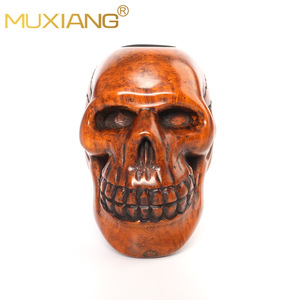MUXIANG Wood Smoking Pipe Skull Carved Freestyle Design 3mm Filter Tobacco Pipe Men's Accessory - Product Image 3