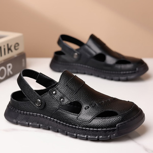 Sandalias Casuales de Verano para Hombre, de Piel Vacuna de Primera Capa, Punta Cerrada, Transpirables, con Suela de EVA - Product Image 1