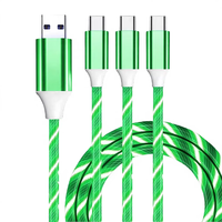 Kabel Pengisian Daya Magnetik LED 3-in-1 dengan Konektor USB Type-C 3A Cepat untuk Ponsel, Power Bank, Printer
