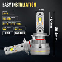 Faro LED G19W H7 de 200W y 48000LM, Alta Luminosidad, Construcción de Aluminio de Grado Aeronáutico, Rendimiento Confiable, Modificación de Faros