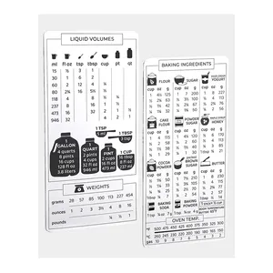 Standard-Küchen umwandlung stabelle 2 Blatt im Set Magnet Imperial & Metric Conversion Chart Koch messungen für Lebensmittel