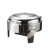 201 Réchaud de luxe en acier inoxydable avec étagère pliante Capacité de 6L Chauffe-plats Buffet Couvercle en verre visuel