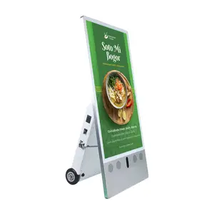 43 inch movable LCD poster full 4k advertising smart touch battery power outdoor charging digital poster