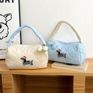 Sac à main pour chiot teckel rembourré en coton, grande capacité, avec fermeture éclair, motif bonbons de dessin animé personnalisable, sac de maquillage - Product Image 3