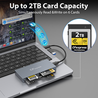 Lector de Tarjetas de Memoria USB C 6 en 1 para Tarjetas CFexpress Tipo B, CF, XD, MS, SD, TF, Capacidad de Tarjeta de 2 TB