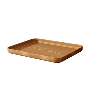 Rectangular <b>Plastic</b> Storage <b>Tray</b> With Wood Grain Texture Stackable For Household Use - Product Image 5