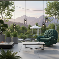 Meiqi Modernes Stahl-Lounge-Sofa für den Außenbereich mit 360° Drehfuß - Umweltfreundlich, Langlebig, Rostfrei & Essbereit