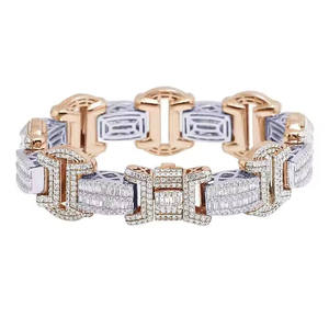 Bracelet tendance en argent sterling maille cubaine style hip-hop, bijoux en moissanite pour hommes et femmes, accessoire de mode de luxe style urbain - Product Image 2