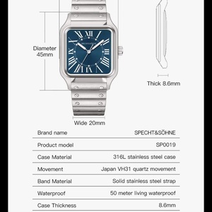 Nouvelles montres à quartz 34 mm 2025, mouvement japonais VH31, saphir bleu, ultra-minces, acier inoxydable, Relogio Masculino - Product Image 6