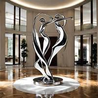 Sculpture en pierre de galet géométrique abstraite extérieure Offre Spéciale moderne d'acier inoxydable