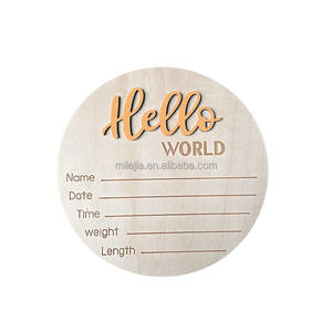 출생 발표 사인 나무 안녕하세요 세계 신생아 사인 새로운 아기 이름 환영 카드 신생아 발표 보드 - Product Image 1