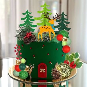 ชุดตกแต่งเค้กคริสต์มาส22ชิ้นพร้อมกวางเรนเดียร์และต้นสนสำหรับวั<span class=keywords><strong>น</strong></span>หยุดฤดูห<span class=keywords><strong>น</strong></span>าวคัพเค้กท็อปเปอร์ตกแต่งโต๊ะของหวา<span class=keywords><strong>น</strong></span>แบบทำมือ - Product Image 3