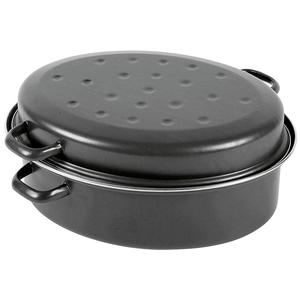 Oval Goose Roaster 4.5 L 34 Cm Enamelled Black Matte Roasting <b>Pan</b> - Product Image 1
