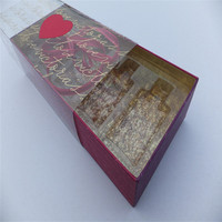 Emballage de parfum recyclable de luxe à paillettes dorées transparentes boîtes de la Saint-Valentin pour coffret cadeau logo imprimé personnalisé sur manchon en PET