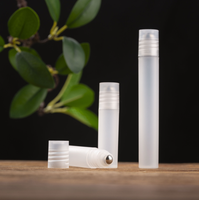 Flacon roll-on transparent de 10 ml, corps en plastique, tête à bille en plastique, flacon à parfum à bille