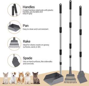 Outil de ramassage hygiénique télescopique anti-rouille avec revêtement antiadhésif, grande capacité, fournitures de nettoyage professionnelles pour le jardin, pelle à crottes de chien - Product Image 4