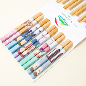 Bamboo Chopsticks 24cm Cartoon <b>Macaron</b> Colors 5 Pairs Gift <b>Box</b> For Presents - Product Image 2