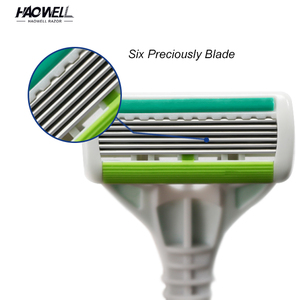 HW-B509DR Vente chaude Rasoir de rasage Haowell en acier inoxydable à 5 lames tranchantes avec manche en TPR Rasage quotidien pour hommes OEM - Product Image 3