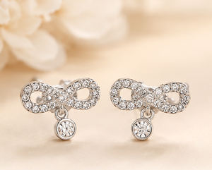Pendientes de Plata de Ley 925 con Diseño de Infinito y Baño de Rodio, Joyería Elegante para Mujer, Joyería de Moda para Bodas, Precio al por Mayor - Product Image 4
