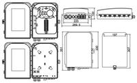 Boîtier de terminaison FAT GL FTTH 16 fibres, étanche IP65, ignifuge 94-V0, avec cassettes de répartition à deux étages