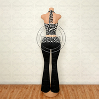 Ensemble de vêtements Y2K pour femmes, logo personnalisé, 2 pièces, imprimé zèbre, ensemble streetwear, haut halter et pantalon à taille pliée, ensemble de vêtements de détente skinny pour femmes