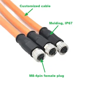 Изготовленные на заказ прямые подложку из водонепроницаемого материала для мужчин и женщин разъем M8 4-контактный разъем кабеля