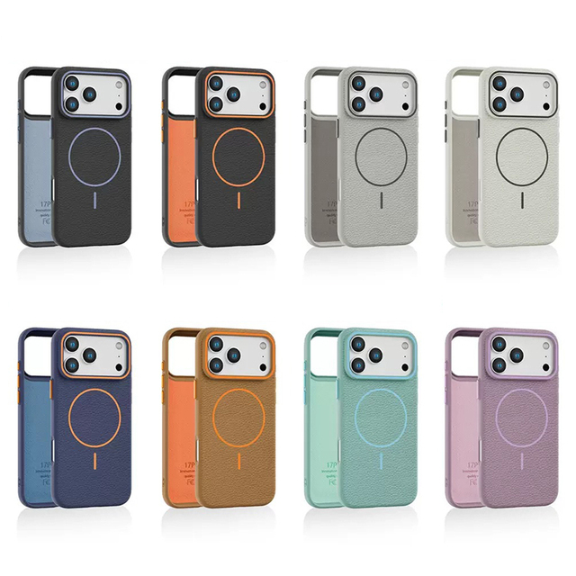 Litchi leather phone case for iPhone 17 new magnetic covers,shockproof protector for iPhone 17 pro max leather magnetic case