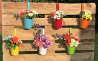Pot de fleurs suspendu en métal vert avec crochet, jardinière en métal ajouré pour décoration de balustrade, balcon et jardin