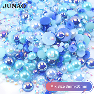ไข่มุกจูนาโอ ขนาด<span class=keywords><strong>ผสม</strong></span> 3-10 มม. สีลูกกวาด ไข่มุกหลังแบน อุปกรณ์ตกแต่งสำหรับเด็ก คริสตัลเรซิ่นหลากสี สำหรับตกแต่งชุดและทำเล็บ - Product Image 1