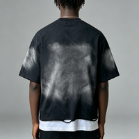 T-shirt décontracté surdimensionné pour homme avec logo personnalisé, style vintage délavé à l'acide, impression DTG, ourlet vieilli, tendance streetwear