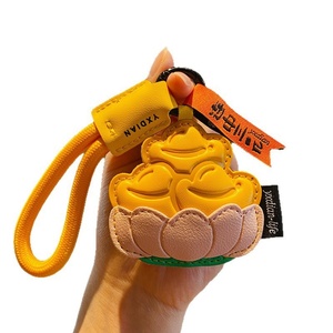 Creative 3D Anime Cartoon Leather Fabric Embroidered Customized <b>Carabiner</b> <b>Keychains</b> Fries Milk Tea Designs-Colorful Small - Product Image 6