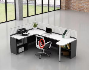 Modern yeni ofis masası koltuğu kombinasyonu basit l-şekilli bilgisayar masası ile depolama dolabı Panel ahşap tarzı ofis iş istasyonu - Product Image 5