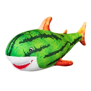 鲨鱼毛绒毛绒动物玩具毛绒鲨鱼玩具枕头毛绒鲨鱼西瓜图案抱枕装饰礼品