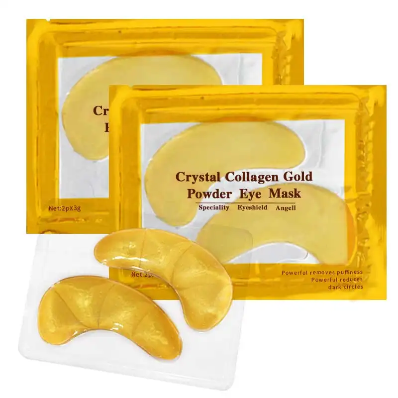 Kotak hadiah grosir masker tidur kristal, paket kustom anti-keriput mata masker tidur 24k kolagen emas di bawah mata