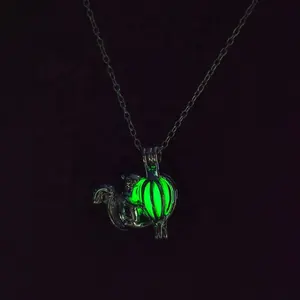 Manufacturers Wholesale Fashion Glow In The Dark Luminous Beads Creative Cage Can Open Squirrel Pendant Necklace
