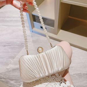 Luxury Women's Bridal <b>Wedding</b> Purse Party Prom Rhinestone <b>Clutches</b> Pearl Box Handbag Dinner Evening <b>Clutch</b> Silk Bag - Product Image 3